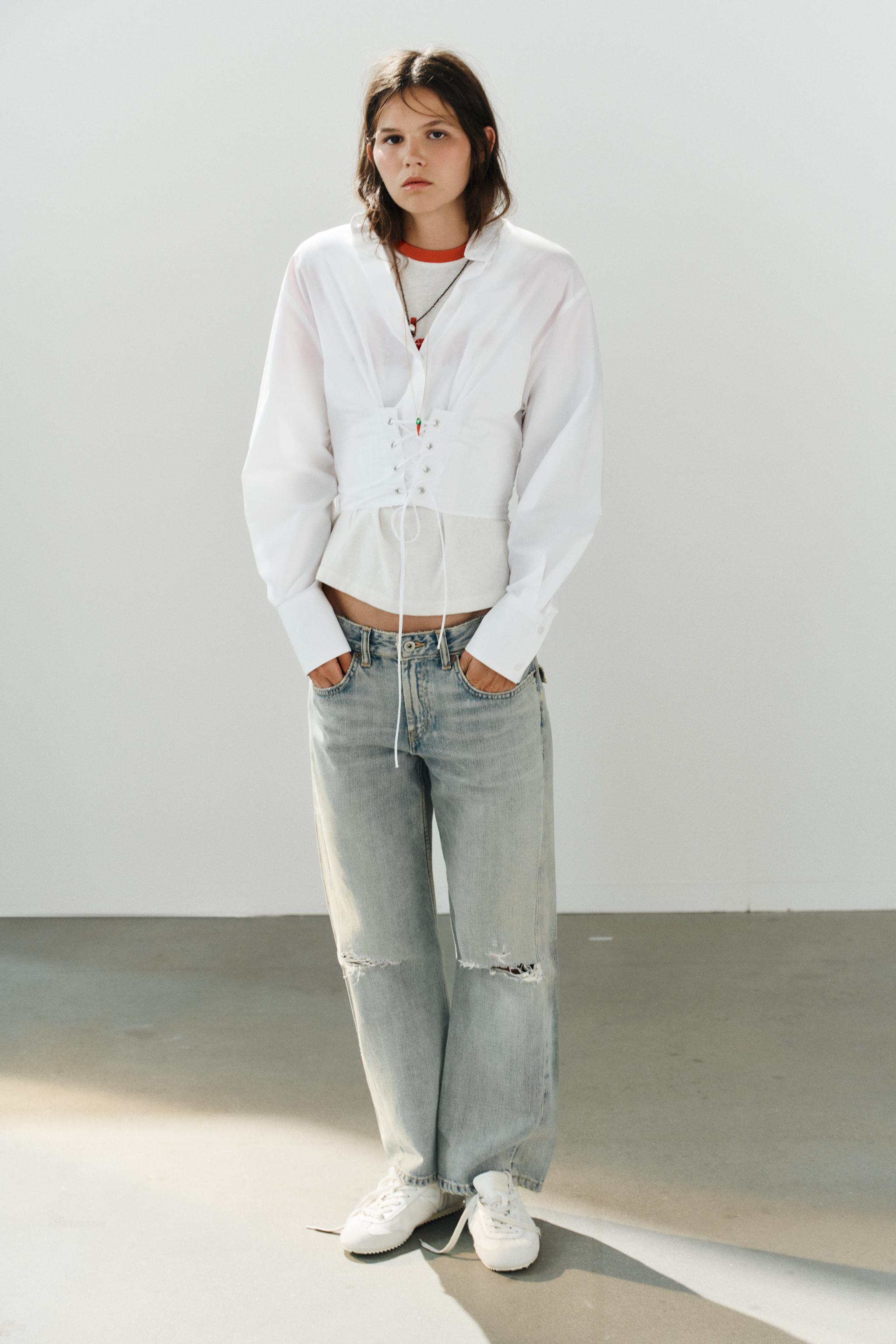 STRAPPY CORSET POPLIN SHIRT